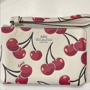 Coach White and Red Cherry Print Wallet